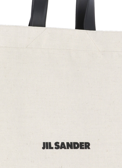 Shop Jil Sander Book Tote Shopping Bag In Beige
