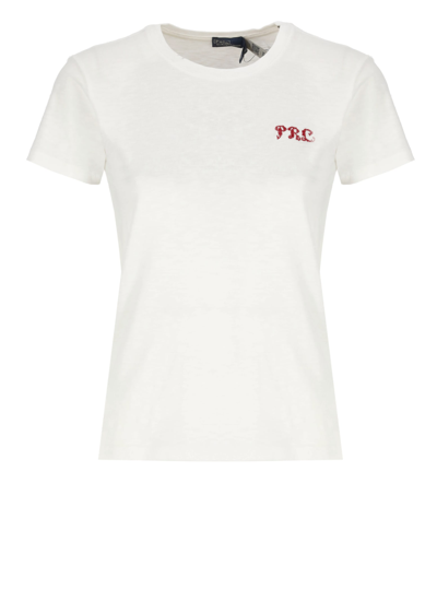 Shop Ralph Lauren Embroidered T-shirt In White