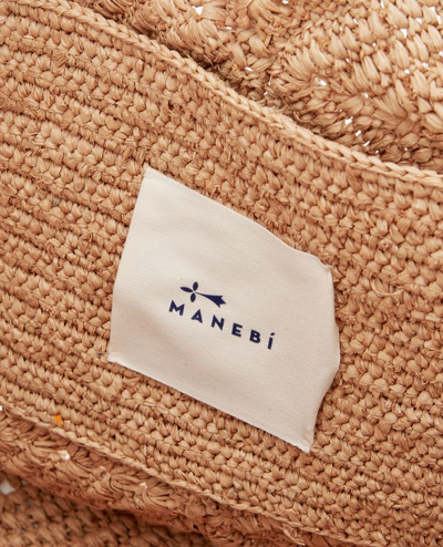 Shop Manebi Large Sunset Crochet Raffia Tote Bag In Brown