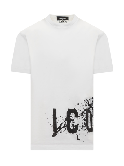 Shop Dsquared2 T-shirt With Splash Cool Print In White