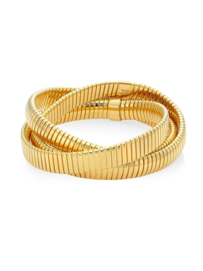 Shop Alberto Milani Women's 18k Yellow Gold 3-strand Slip-on Tubogas Bracelet