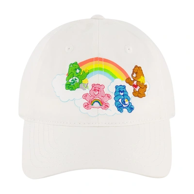 Care Bears Classic Group Rainbow Stripes Baseball Cap In White