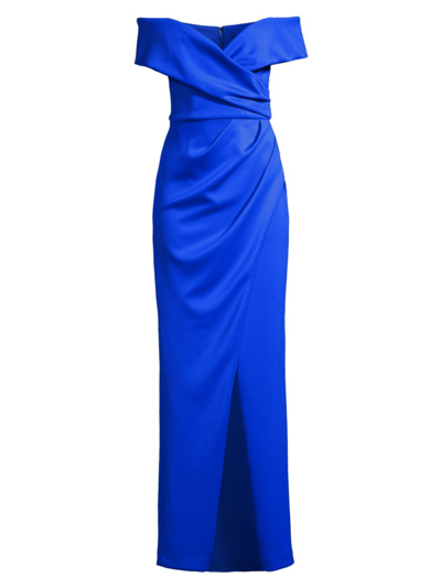 Shop Black Halo Women's Eve Prisma Off-the-shoulder Gown In Vibrant Blue