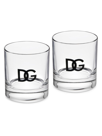 Shop Dolce & Gabbana Dg Logo 2-piece Shot Glass Set In Natural