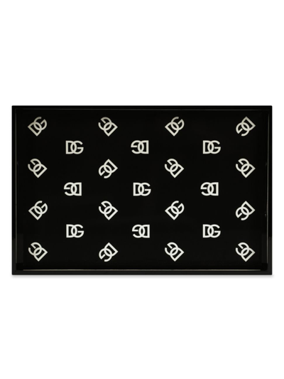 Shop Dolce & Gabbana Dg Logo Rectangular Tray In Black