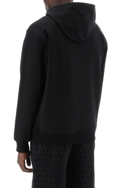 Shop Valentino Hooded Sweatshirt In Cotton Blend In Black