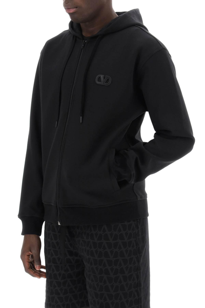 Shop Valentino Hooded Sweatshirt In Cotton Blend In Black