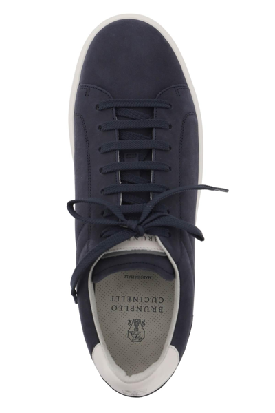 Shop Brunello Cucinelli Nubuck Sneakers In Blue