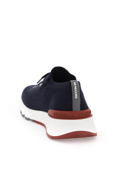 Shop Brunello Cucinelli Cotton Knit Sneakers For Casual And In Blue
