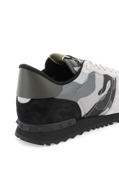Shop Valentino Rockrunner Camouflage Sneakers In Blue,grey,black