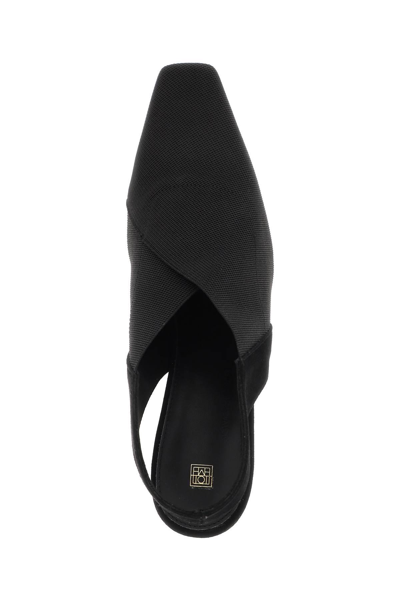 Shop Totême "mid Heel Elastic Slingback In Black