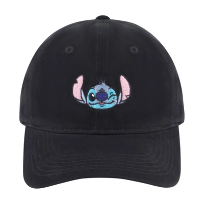Disney Stitch Winky Face Embroidery Dad Cap In Black