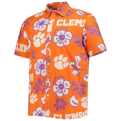 Shop Wes & Willy Orange Clemson Tigers Floral Button-up Shirt