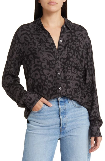 Shop Rails Hunter Cheetah Print Button-up Shirt In Diffused Charcoal Cheetah
