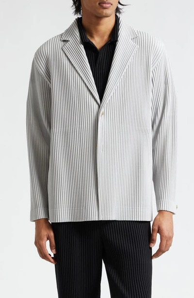 Issey Miyake Single-breasted Technical-pleated Blazer In Light Gray