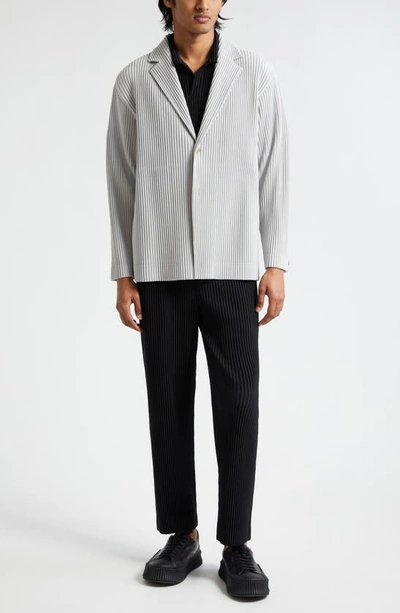 Shop Issey Miyake Pleated Blazer In Light Gray