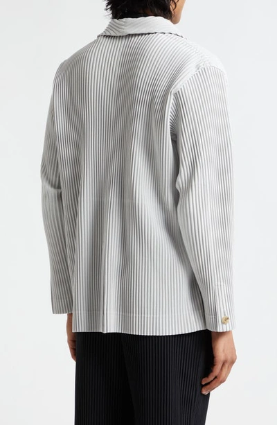 Shop Issey Miyake Pleated Blazer In Light Gray