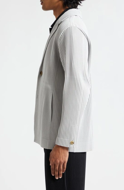 Shop Issey Miyake Pleated Blazer In Light Gray