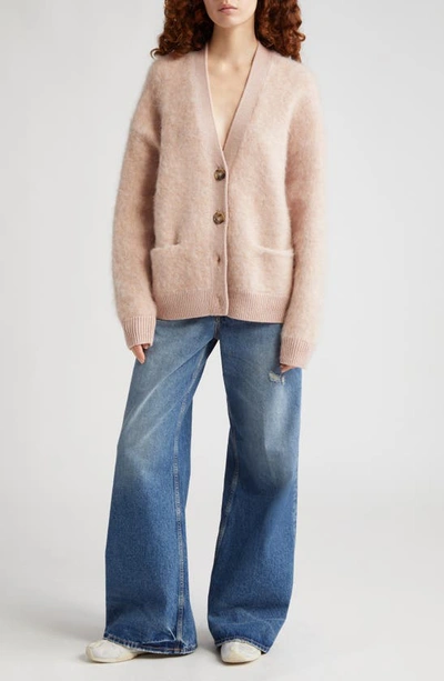 Shop Acne Studios Rives Mohair & Wool Blend Cardigan In Faded Pink
