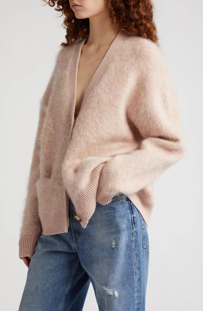 Shop Acne Studios Rives Mohair & Wool Blend Cardigan In Faded Pink