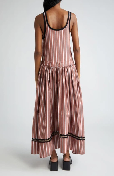 Shop Diotima Pocomania Stripe Cotton Maxi Dress In Cocoa Multi