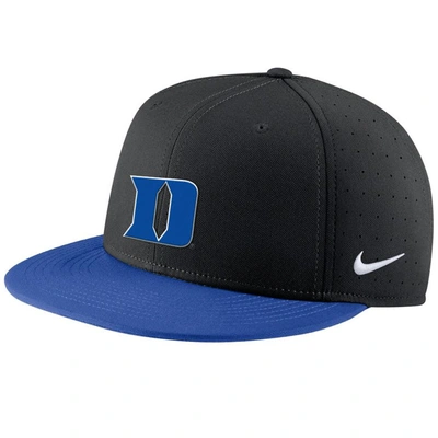Shop Nike Black Duke Blue Devils Aero True Baseball Performance Fitted Hat