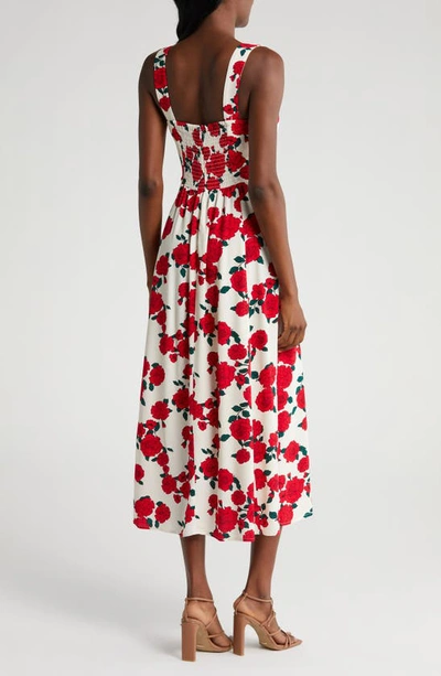 Shop Wayf Leonie Floral Corset Midi Dress In Red Roses