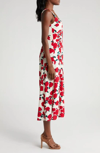 Shop Wayf Leonie Floral Corset Midi Dress In Red Roses