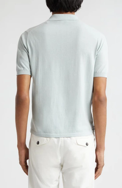 Shop Eleventy Short Sleeve Cotton Polo Sweater In Green