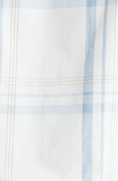 Eleventy Plaid Cotton Button-up Shirt In White And Denim