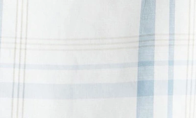 Eleventy Plaid Cotton Button-up Shirt In White And Denim