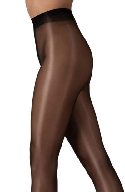 Lechery Italian Made Lustrous Silk Shiny 40 Tights In Black