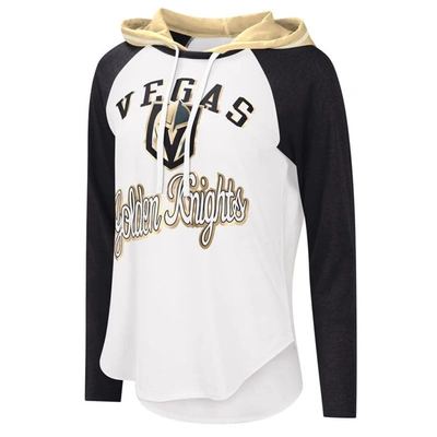 Shop Starter G-iii Sports By Carl Banks White/black Vegas Golden Knights Mvp Raglan Lightweight Hooded T-shirt