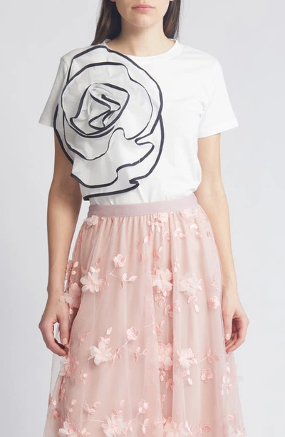 Shop Nikki Lund Florence 3d Flower T-shirt In White