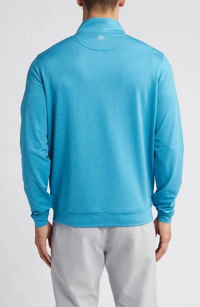 Shop Peter Millar Perth Mélange Performance Quarter Zip Sweatshirt In Jasper Blue