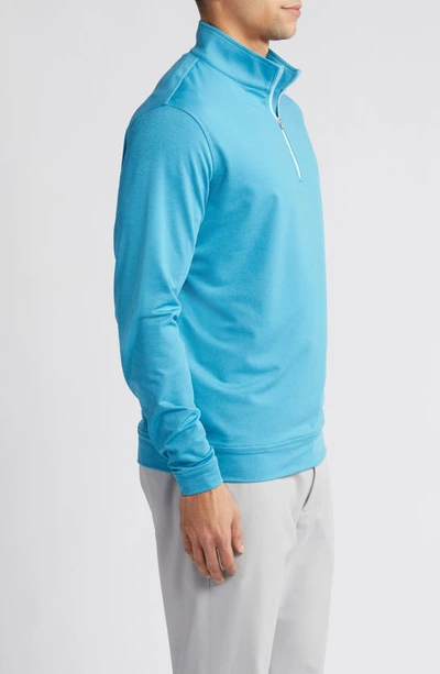 Shop Peter Millar Perth Mélange Performance Quarter Zip Sweatshirt In Jasper Blue