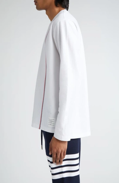 Shop Thom Browne Oversize Long Sleeve Cotton T-shirt In White