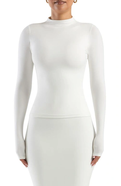 Shop Naked Wardrobe Smooth As Butter Mock Neck Top In White