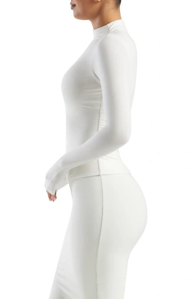 Shop Naked Wardrobe Smooth As Butter Mock Neck Top In White