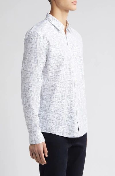 Shop Hugo Boss Liam Ditsy Print Button-up Shirt In White