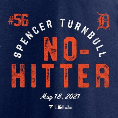 Shop Fanatics Branded Spencer Turnbull Navy Detroit Tigers No Hitter T-shirt