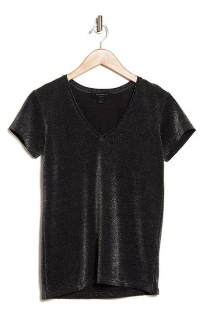 Shop Allsaints Emelyn Shimmer T-shirt In Black