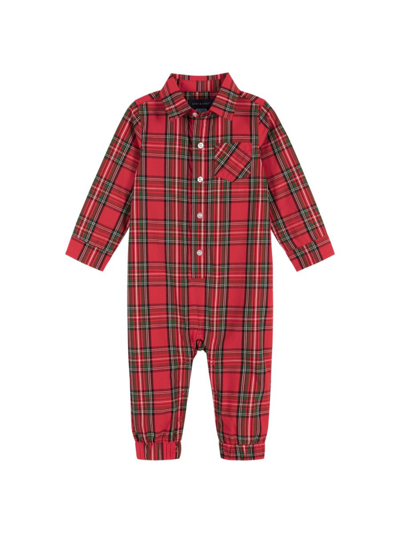 Shop Andy & Evan Baby Boy's Holiday Plaid Flannel Romper In Red
