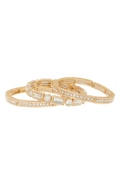 Shop Natasha 3-pack Crystal Stretch Bracelets In Gold