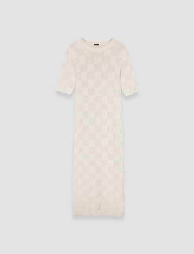 Shop Joseph Textured Vichy Knitted Dress In Papyrus