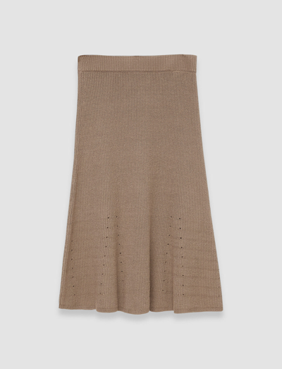 Shop Joseph Linen Cotton Knitted Skirt In Frozen Mocha