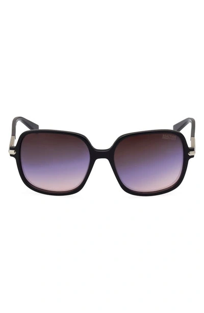Shop Kenneth Cole 56mm Gradient Rectangular Sunglasses In Shiny Black / Gradient Smoke