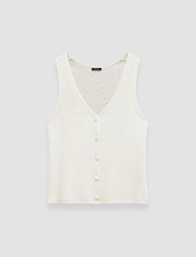 Shop Joseph Linen Cotton Knitted Vest In Ivory