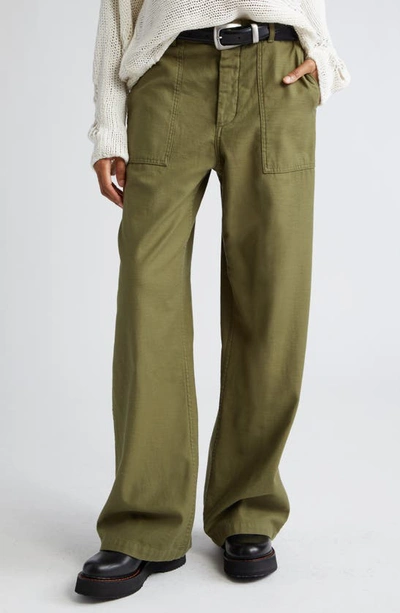 Shop R13 Wide Leg Utility Pants In Olive