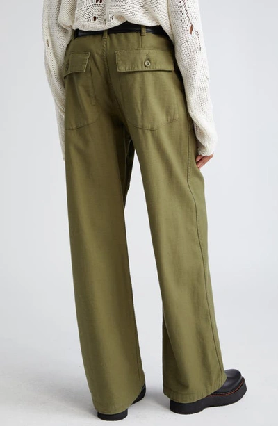 R13 Low-rise Wide Leg Cotton Trousers In Olive